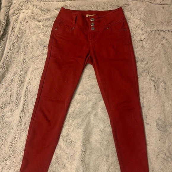 Deep Red Skinny Jeans - Picture 4 of 5